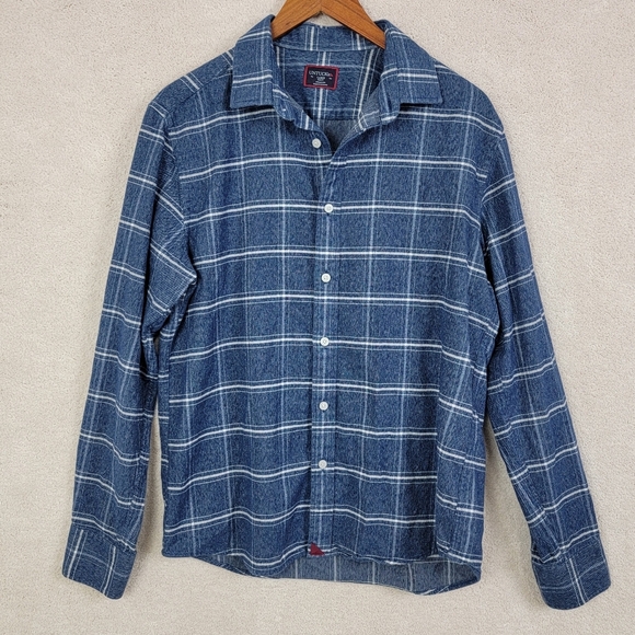 UNTUCKit Men's Blue Plaid Brignole Slim Fit Button Down Flannel Shirt Sz L - Picture 2 of 9